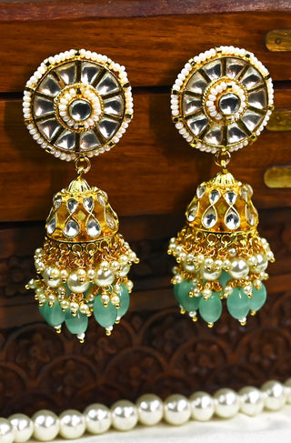 Ayesha Mint Kundan Jhumka