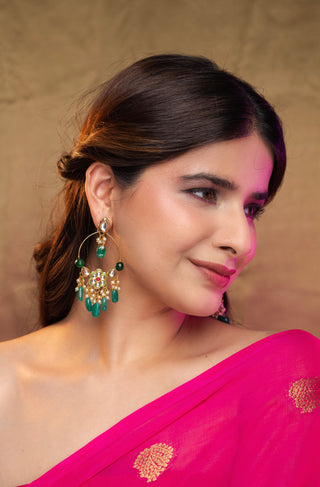 Aaliya Green Kundan Chandbali