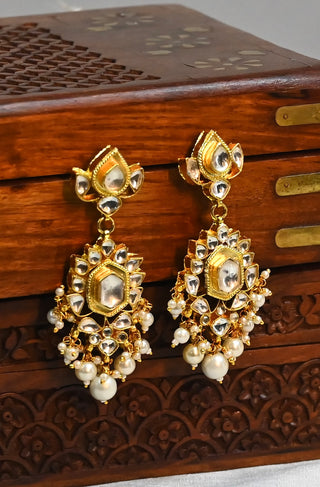 Regal Gold Tone Kundan Earrings