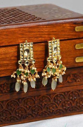 Zoya Mint Kundan Earrings