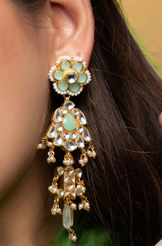 Leila Mint Kundan Danglers