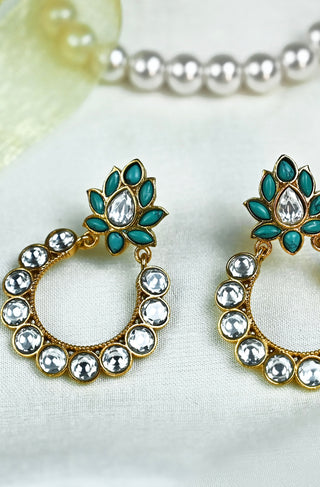 Blue Lotus Kundan Earrings