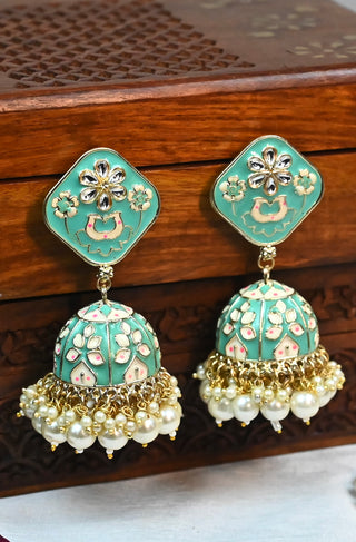 Blue Grace Meenakari Jhumka