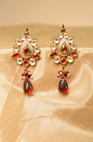 Ruby Red Kundan Earrings